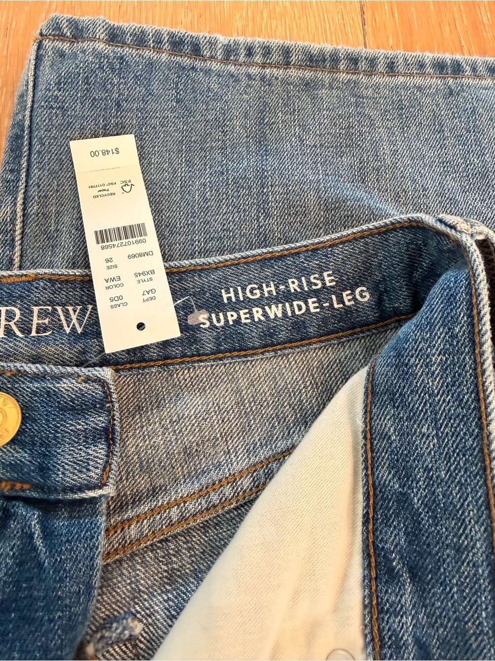 J Crew High Rise Super Wide Leg Jeans - size 26 (NWT) - Picture 3 of 9